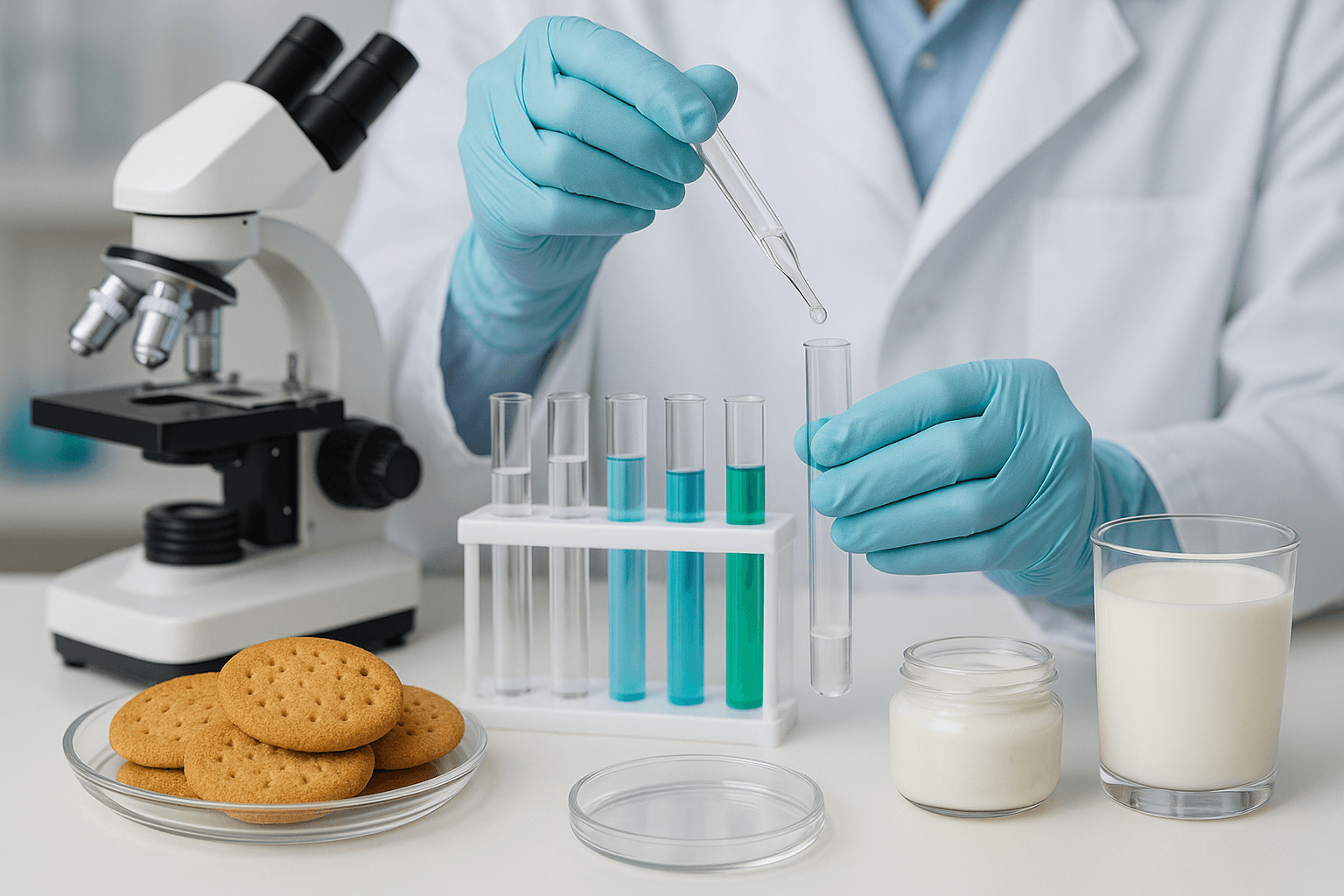 Análise técnica de alimentos em ambiente de laboratório
